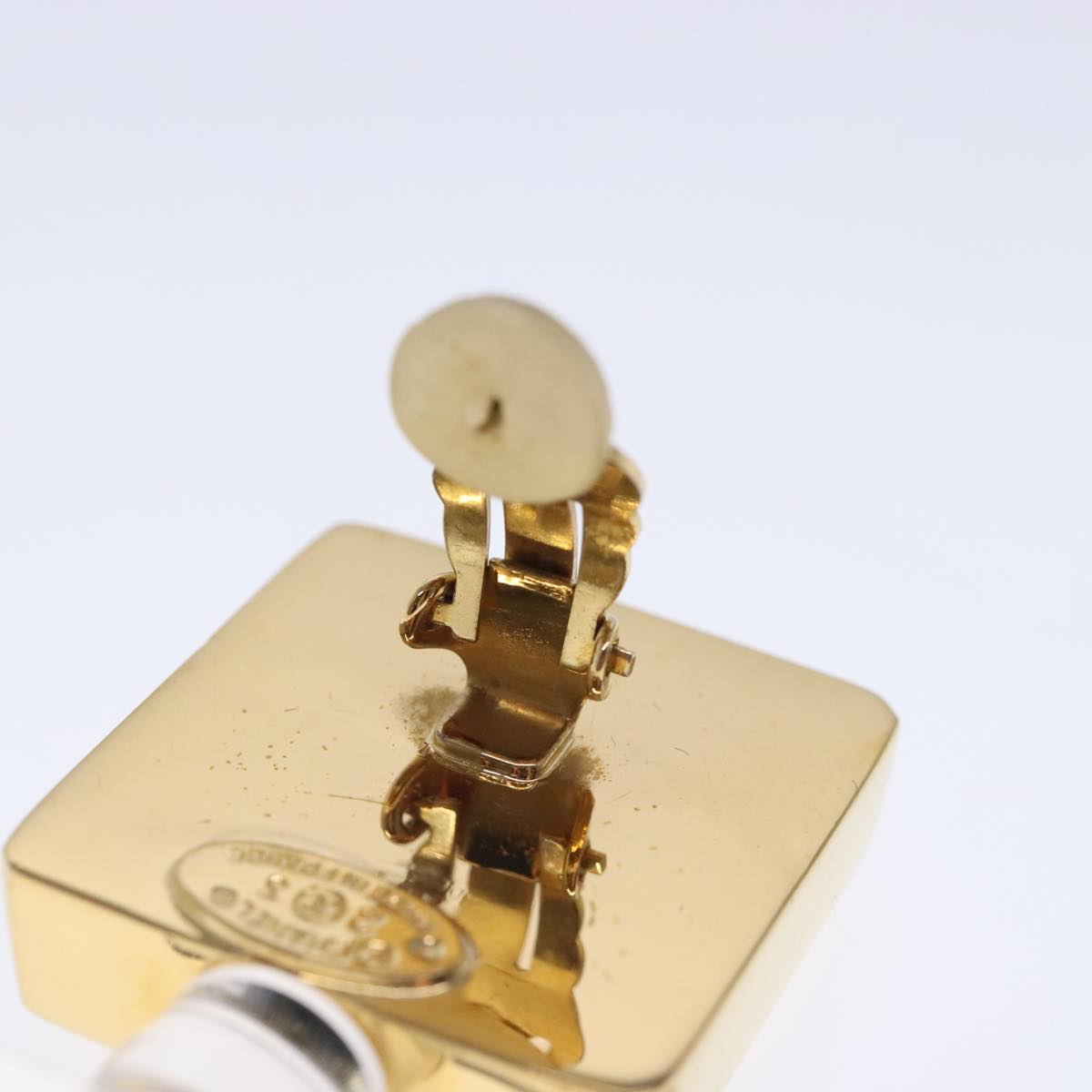 CHANEL Perfume Bottle Earring metal Gold CC kk361