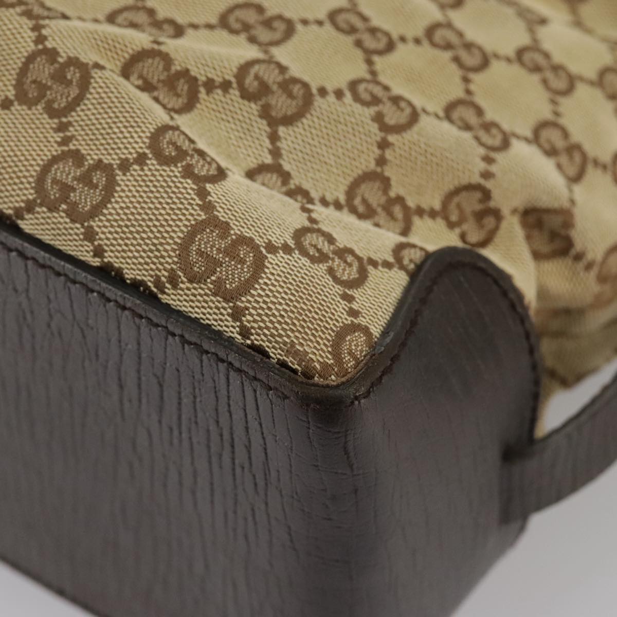 GUCCI GG Canvas Tote Bag Beige Brown Gold 106251 kk371