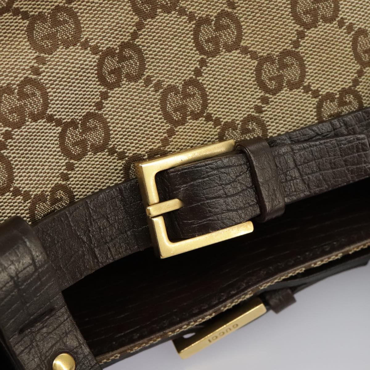 GUCCI GG Canvas Tote Bag Beige Brown Gold 106251 kk371