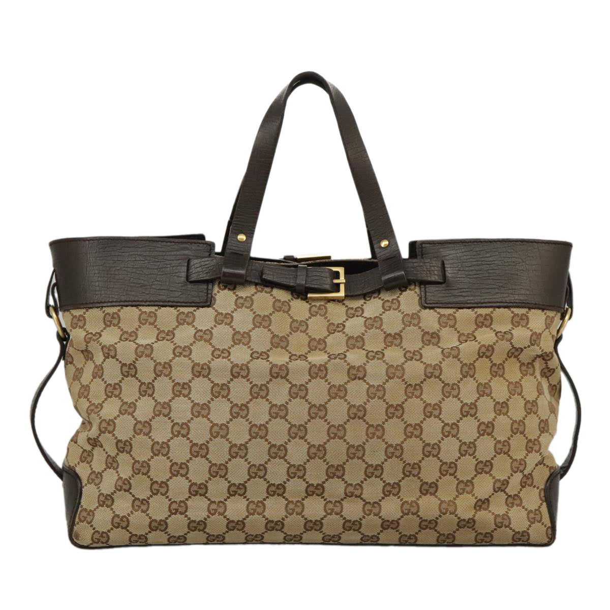 GUCCI GG Canvas Tote Bag Beige Brown Gold 106251 kk371