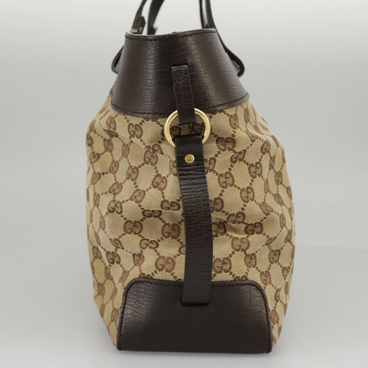 GUCCI GG Canvas Tote Bag Beige Brown Gold 106251 kk371