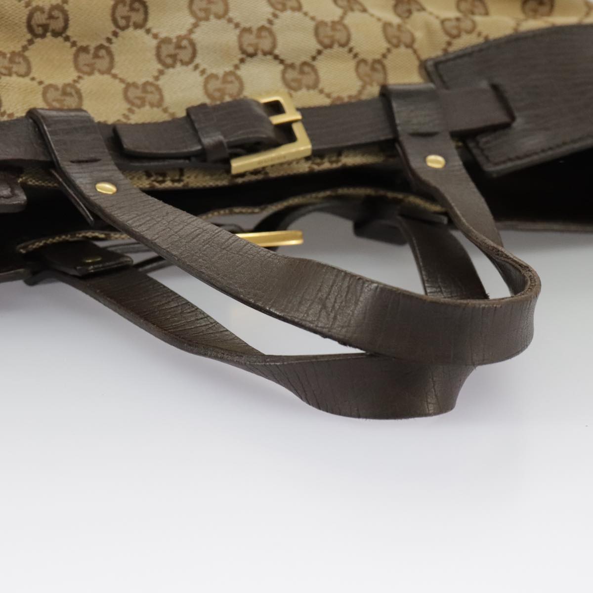 GUCCI GG Canvas Tote Bag Beige Brown Gold 106251 kk371