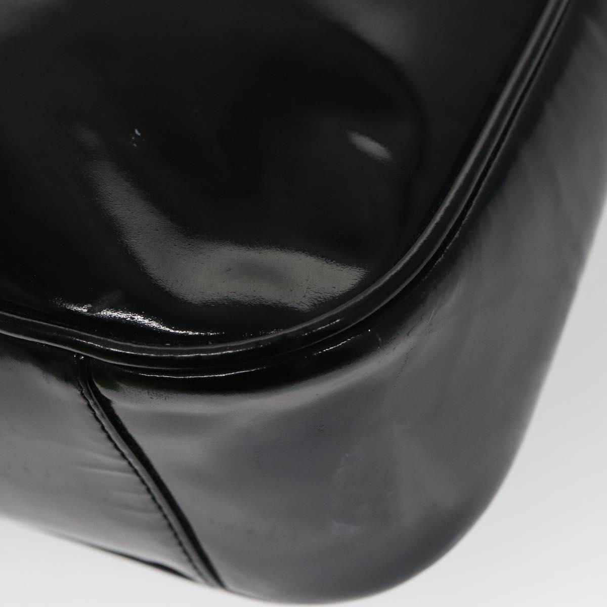 GUCCI Bamboo Hand Bag Enamel Black Gold 001 1705 1638 kk385
