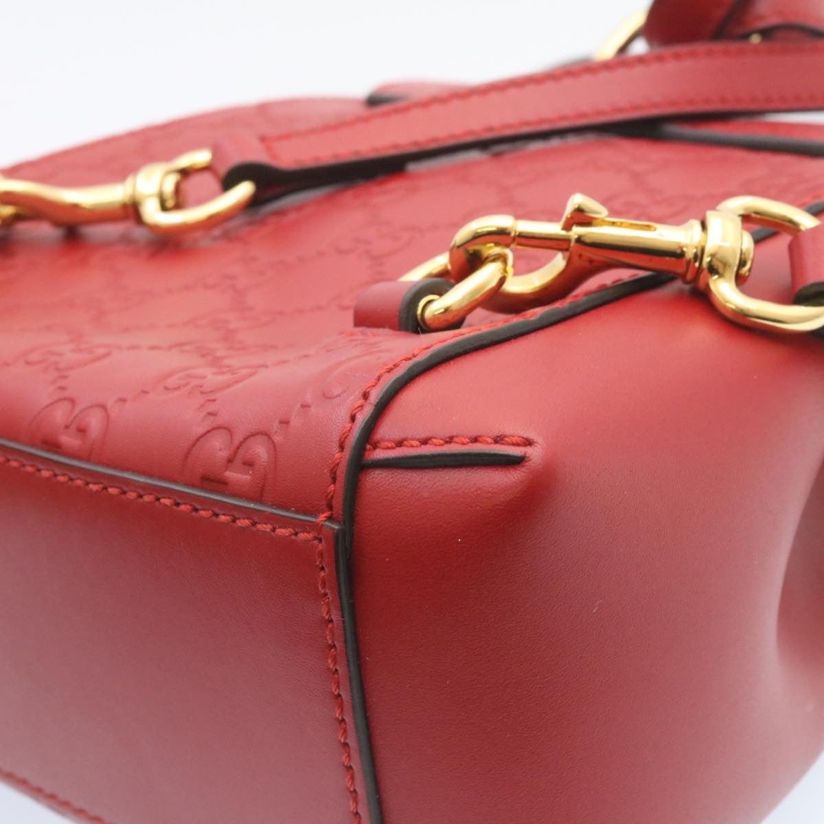 GUCCI Guccissima GG Padlock Backpack Leather Red knn037