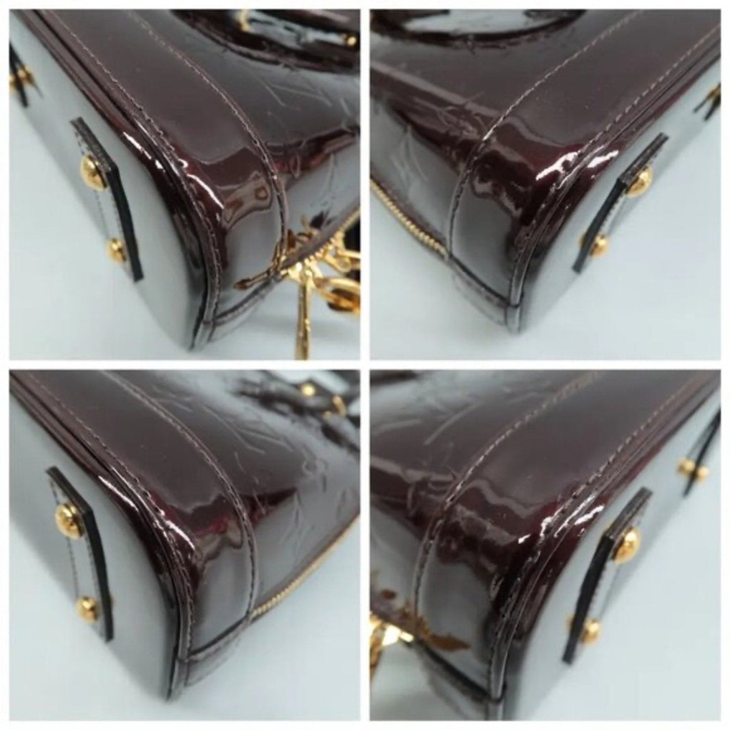 Louis Vuitton Alma BB Burgundy Monogram Patent Leather Satchel
