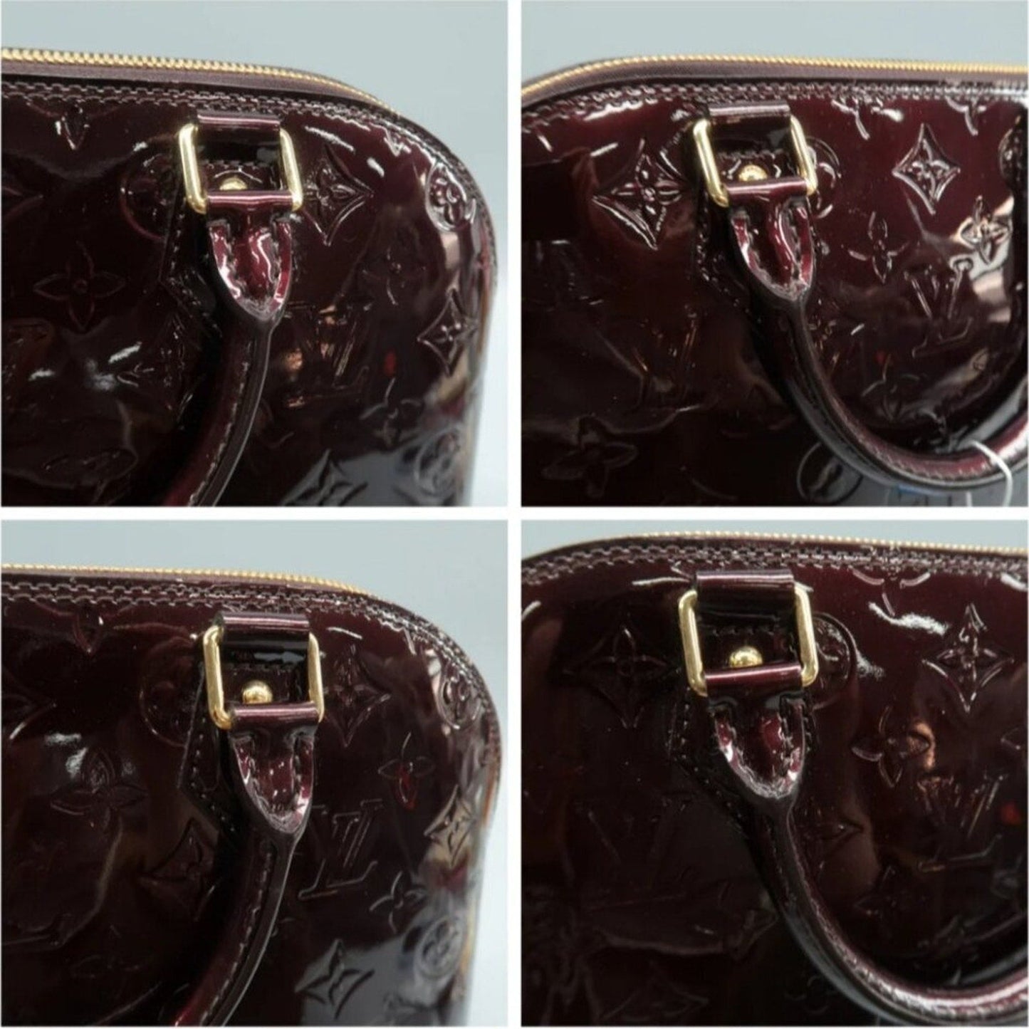 Louis Vuitton Alma Burgundy Patent Leather Hand Bag