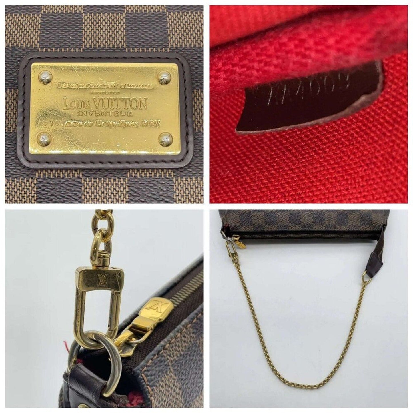 Louis Vuitton Damier Ebene Eva Shoulder Bag W/box