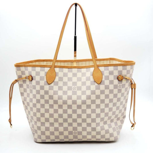 Louis Vuitton Neverfull MM White Damier Azur Canvas Shoulder Bag