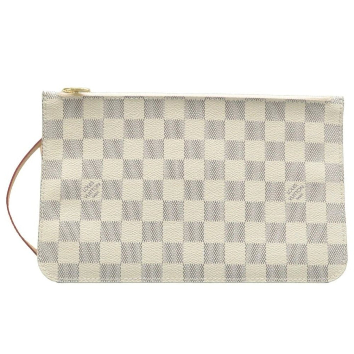Louis Vuitton Neverfull Pouch White Damier Azur Canvas Clutch Bag