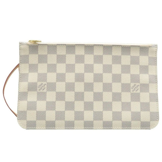 Louis Vuitton Neverfull Pouch White Damier Azur Canvas Clutch Bag