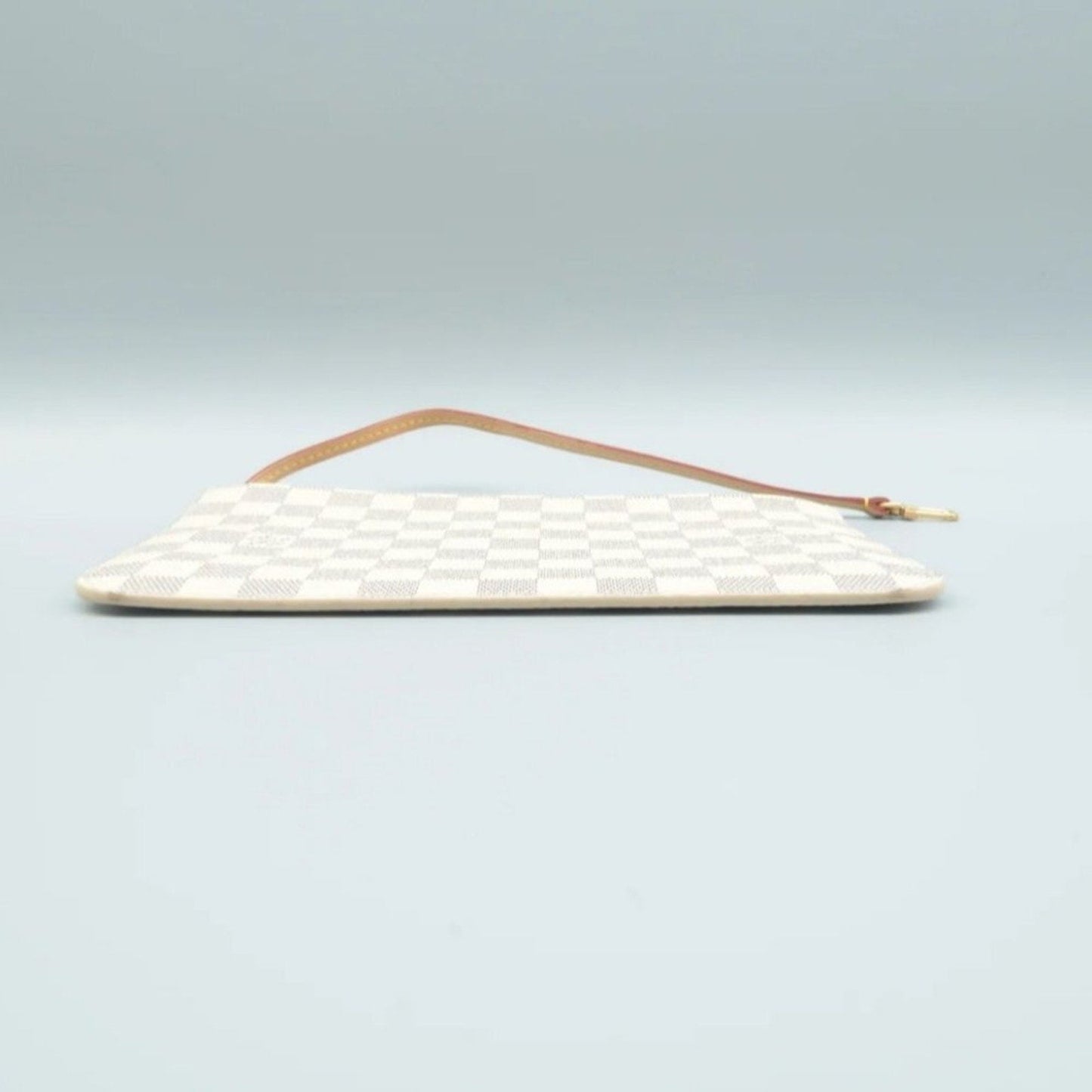 Louis Vuitton Neverfull Pouch White Damier Azur Canvas Clutch Bag