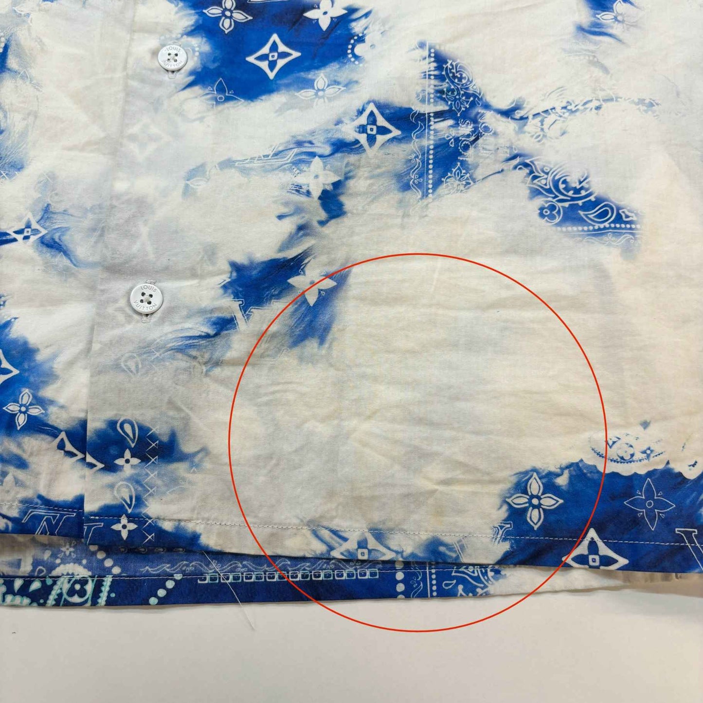 Men's Bandana Monogram Short Sleeve Shirt Blue Size L