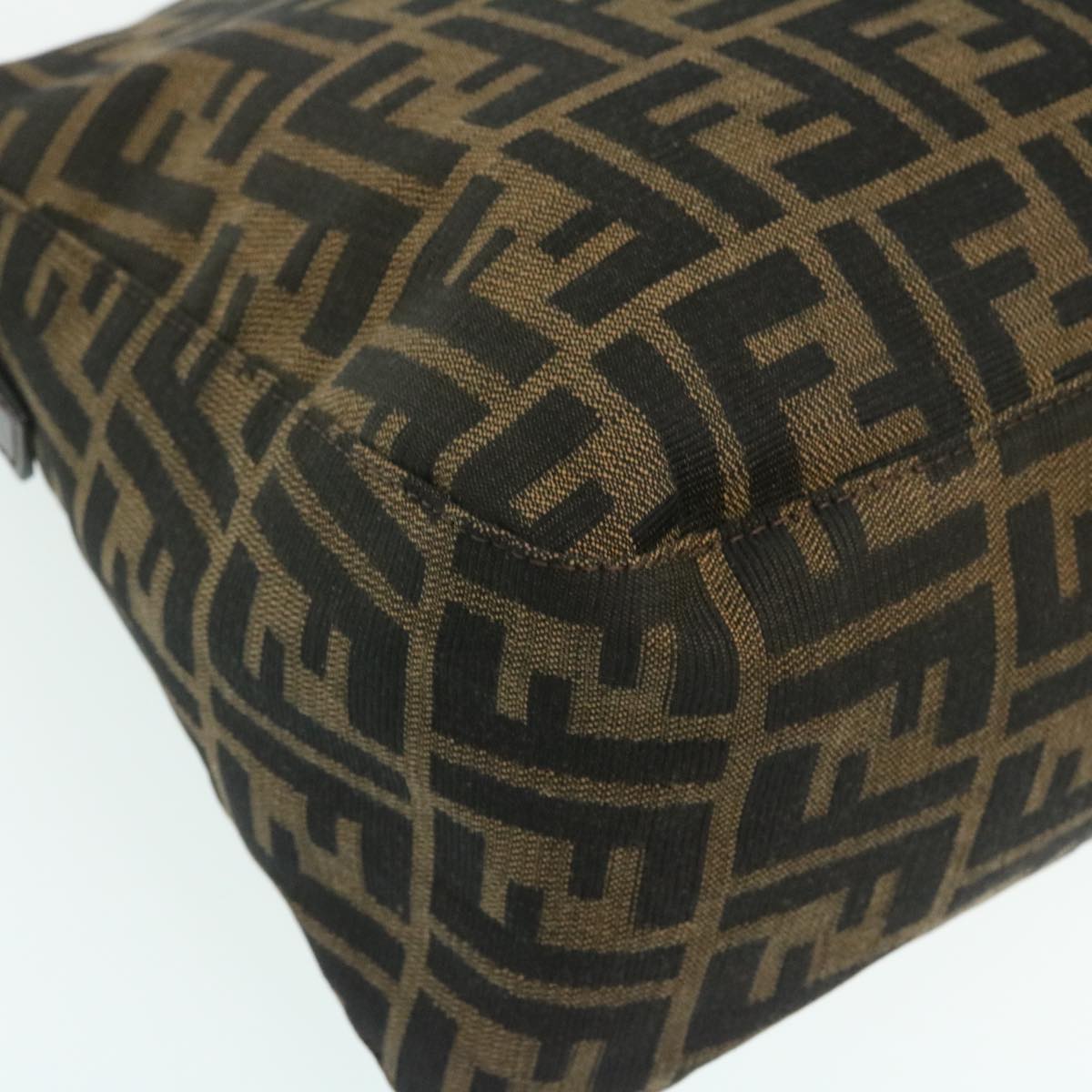 FENDI Zucca Canvas Mamma Baguette Shoulder Bag Brown Black lt358