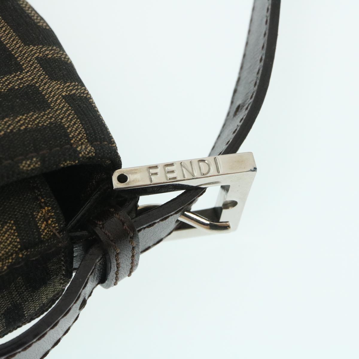 FENDI Zucca Canvas Mamma Baguette Shoulder Bag Brown Black lt358