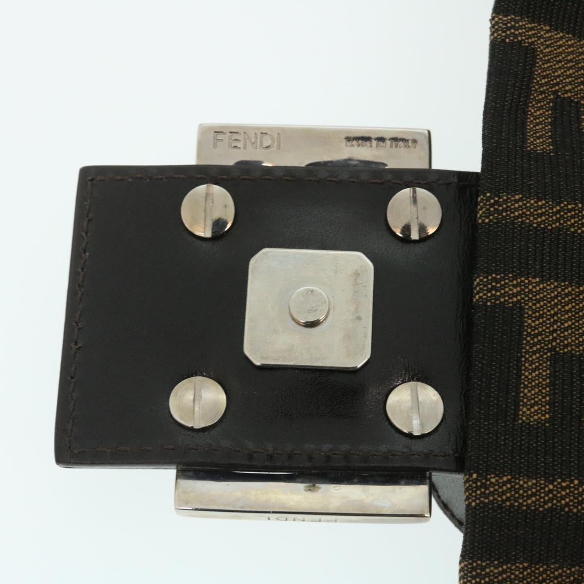 FENDI Zucca Canvas Mamma Baguette Shoulder Bag Brown Black lt358