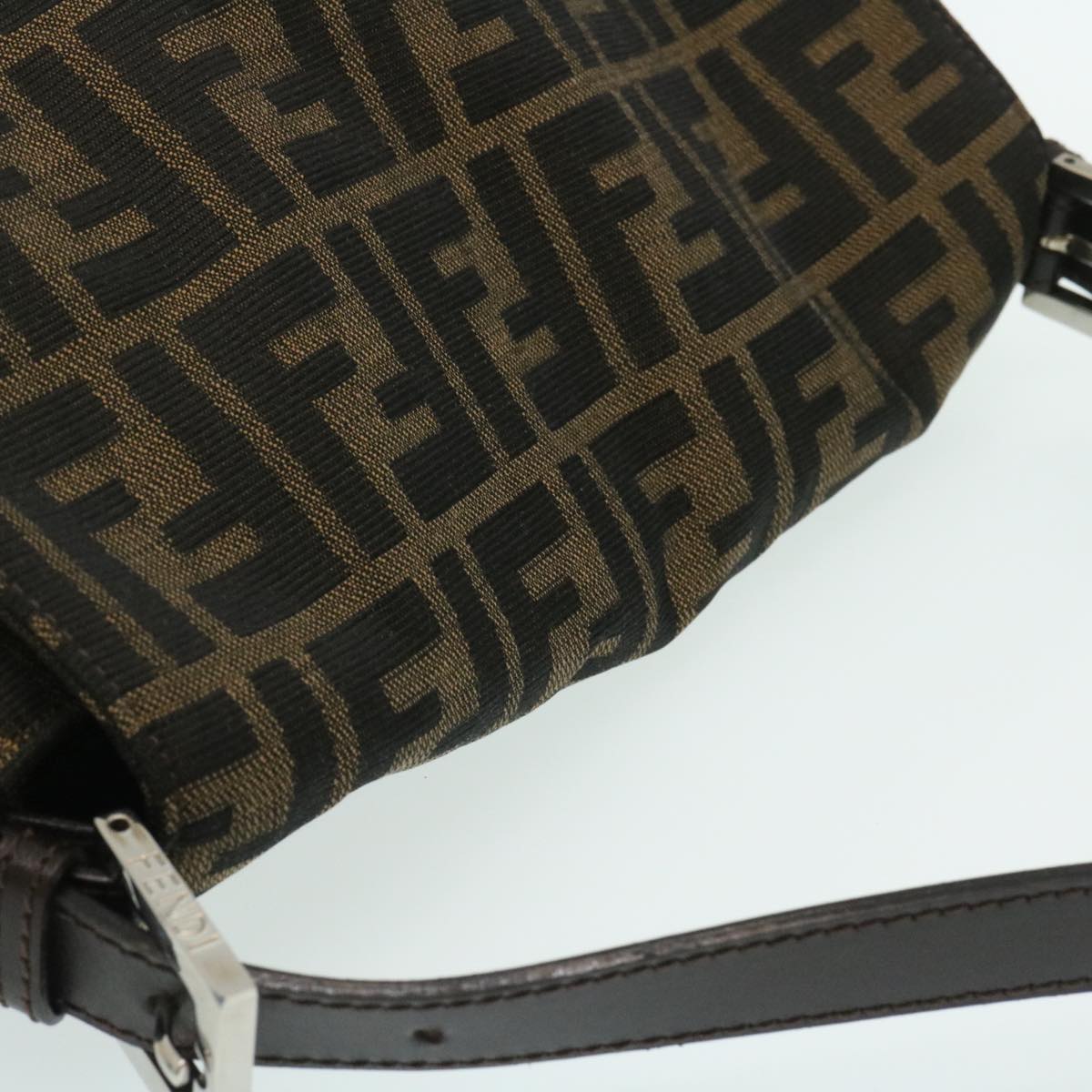 FENDI Zucca Canvas Mamma Baguette Shoulder Bag Brown Black lt358