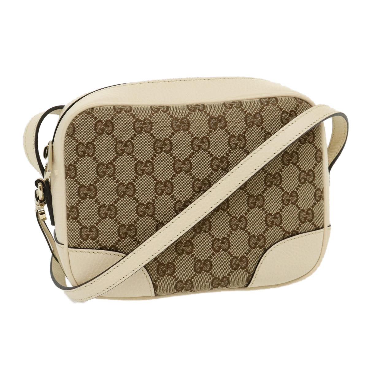 GUCCI GG Canvas Shoulder Bag Beige White lt557A
