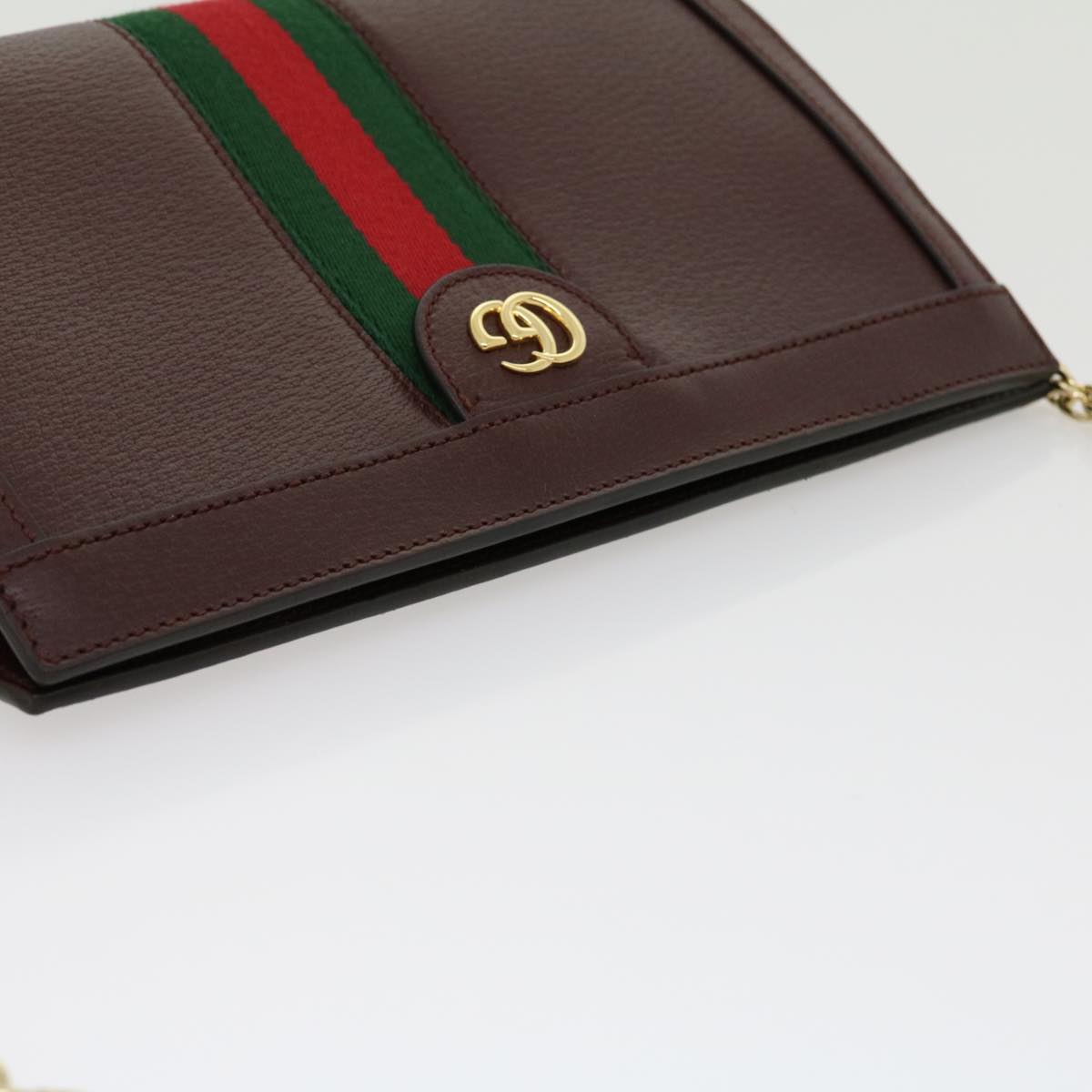 GUCCI Marmont WebSherry Line Shoulder Bag Leather Red 503877493075 lt580