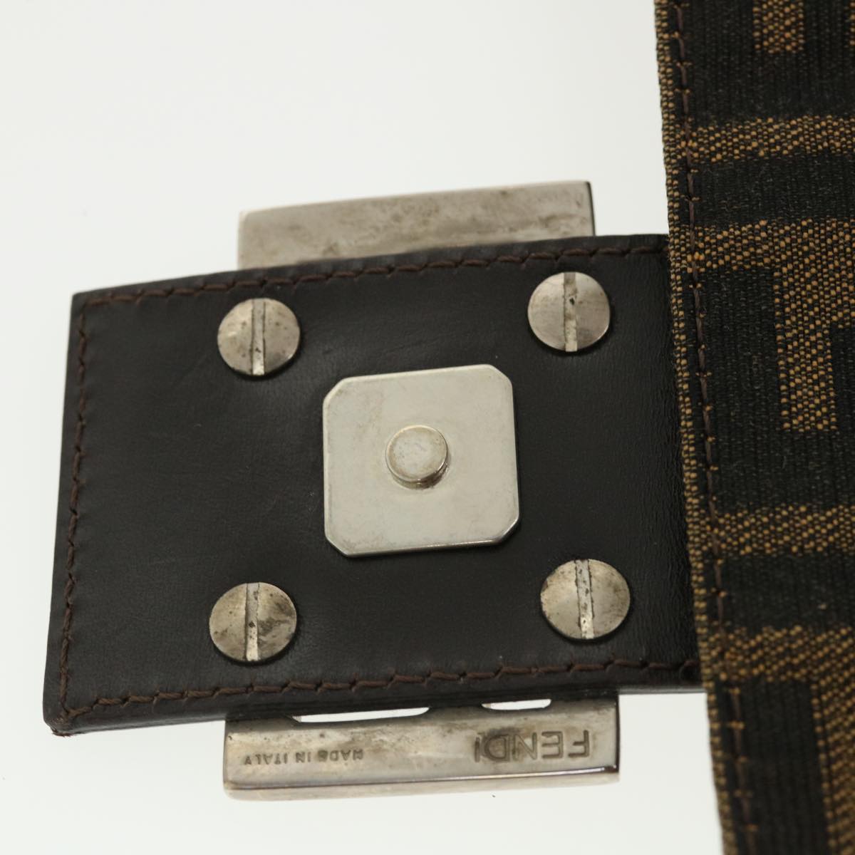 FENDI Zucca Canvas Mamma Baguette Shoulder Bag Brown lt691