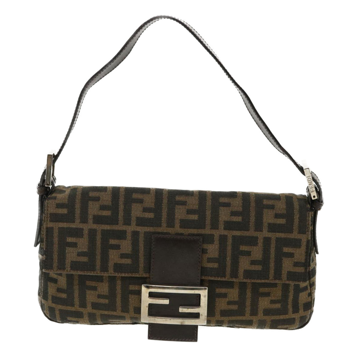 FENDI Zucca Canvas Mamma Baguette Shoulder Bag Brown lt691