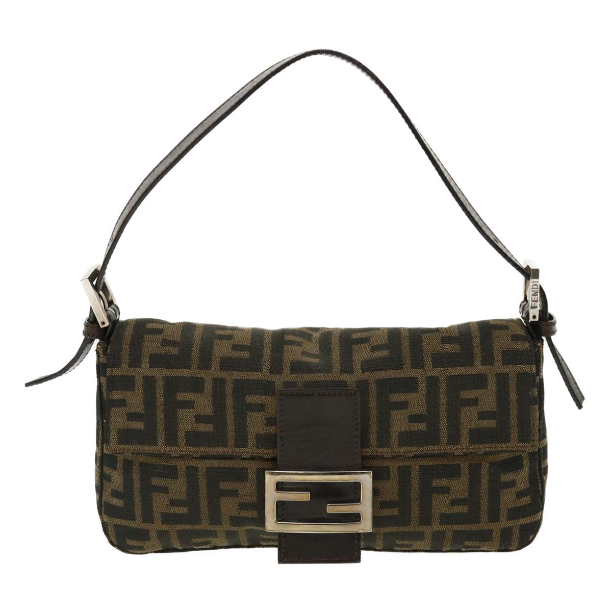 FENDI Zucca Canvas Mamma Baguette Shoulder Bag Brown lt692