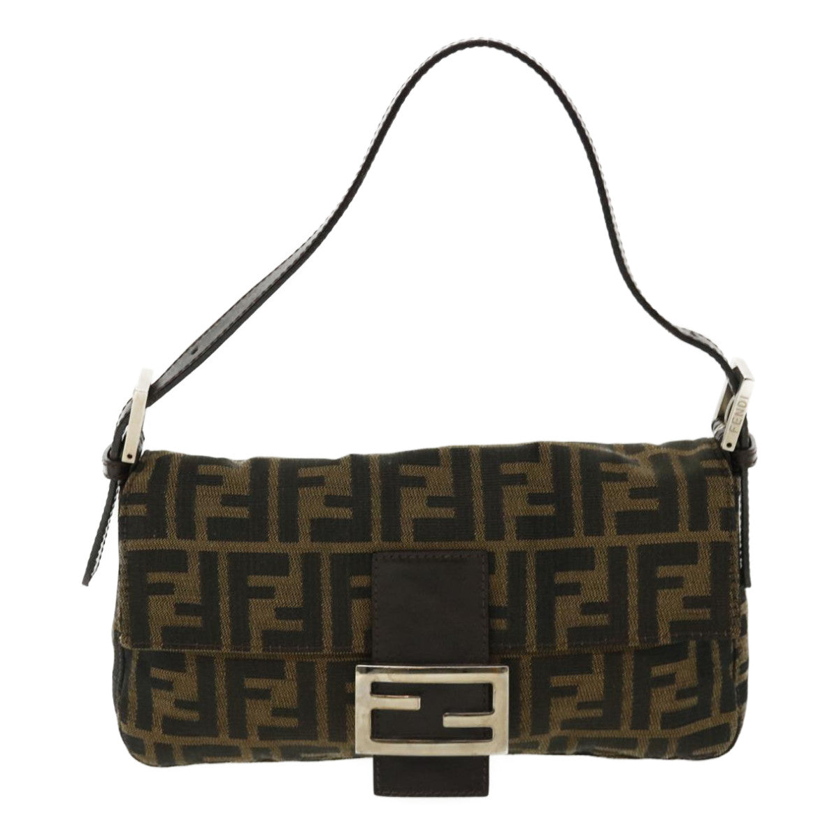 FENDI Zucca Canvas Mamma Baguette Shoulder Bag Brown lt693