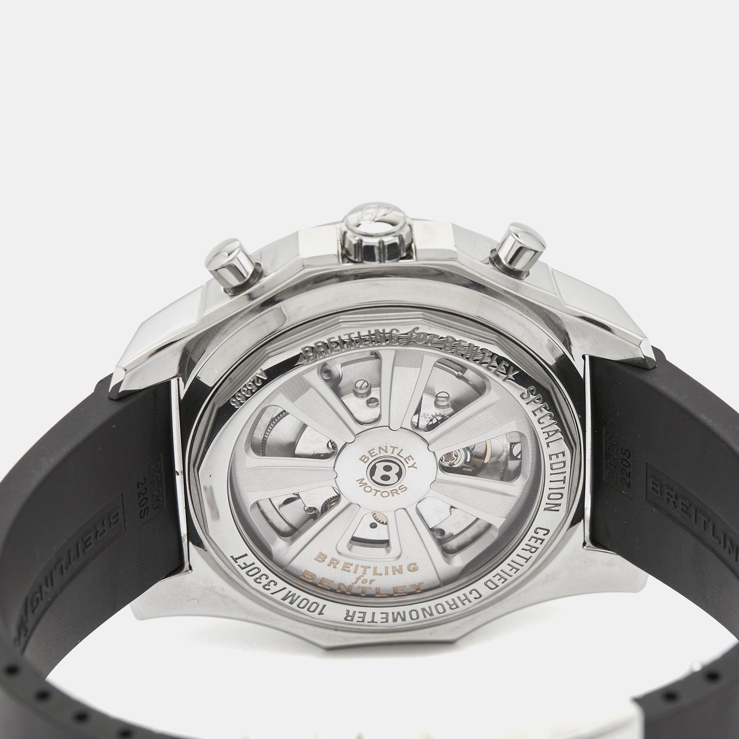 BREITLING for Bentley Silver Stainless Steel Rubber Barnato Racing A25366 Men's Wristwatch 49 mm