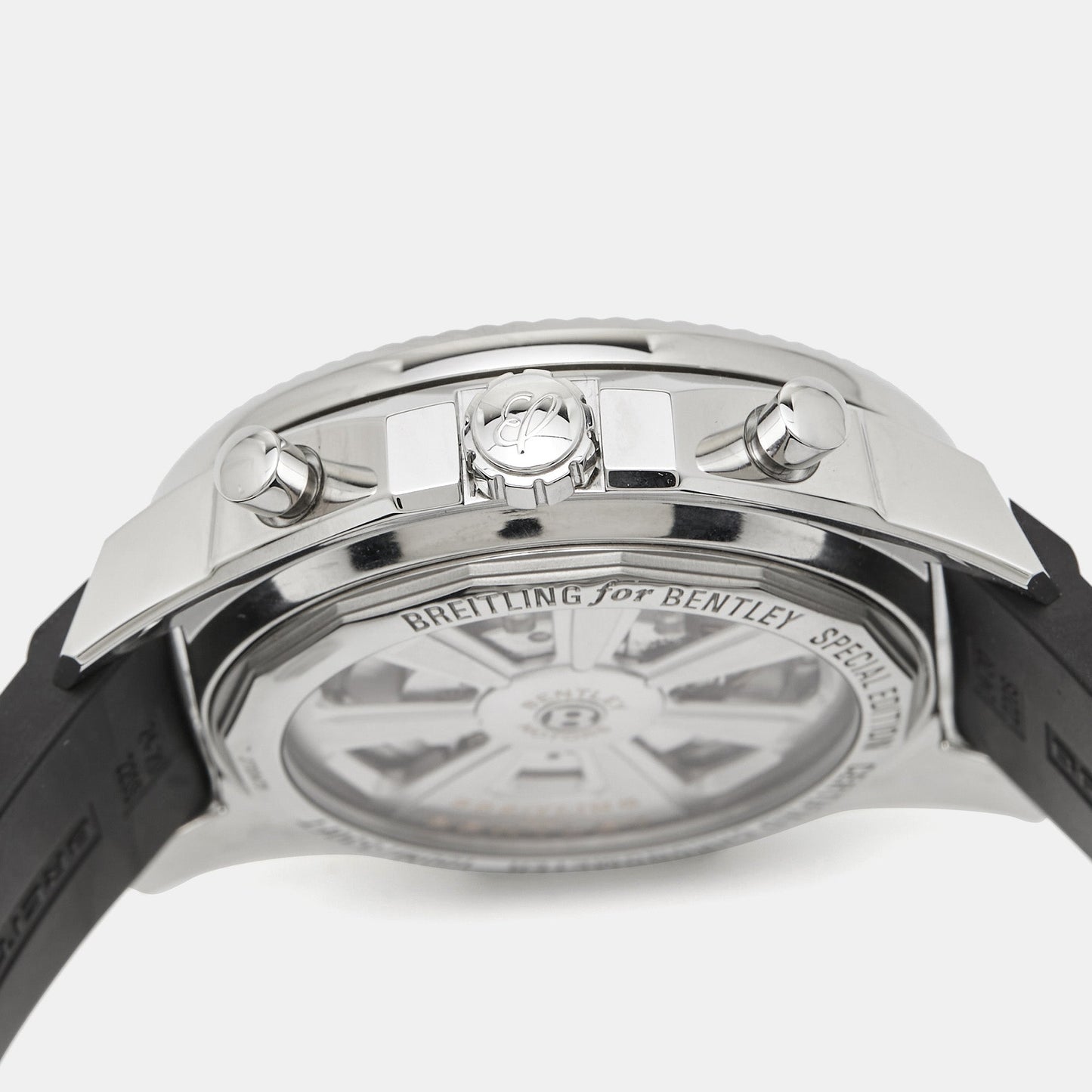 BREITLING for Bentley Silver Stainless Steel Rubber Barnato Racing A25366 Men's Wristwatch 49 mm