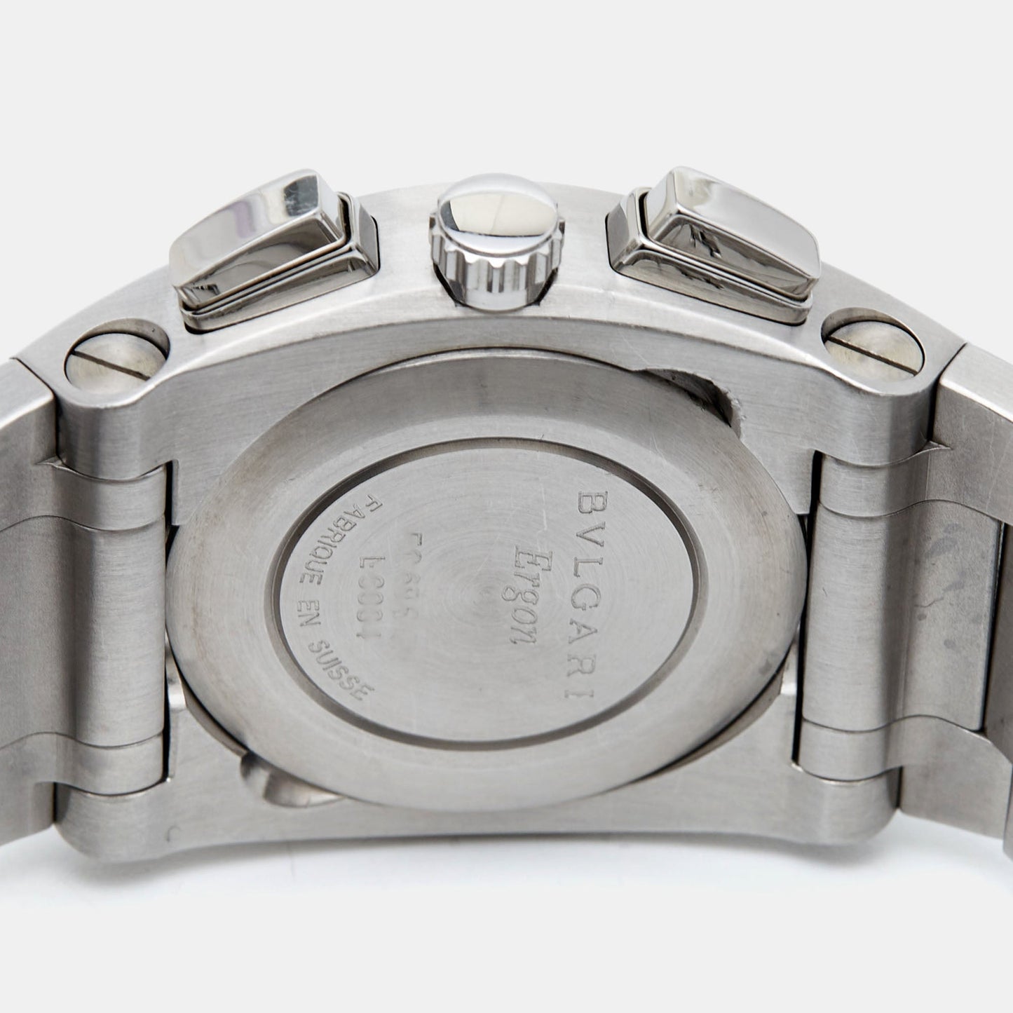 BVLGARI Silver Stainless Steel Ergon EG 35 S CH Men's Wristwatch 35 mm