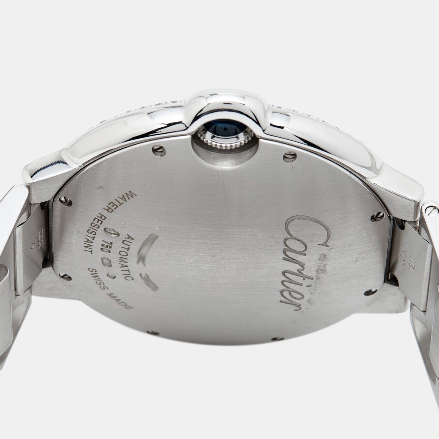 CARTIER Silver 18K White Gold Diamond Ballon Bleu WE9009Z3 Men's Wristwatch 42 mm
