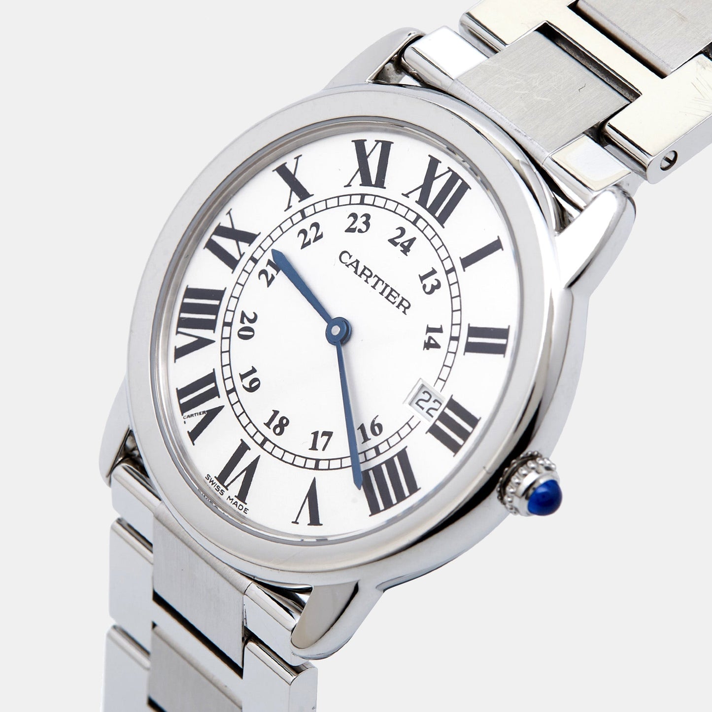 CARTIER Silver Stainless Steel Ronde Solo 3603 Men's Wristwatch 36 mm