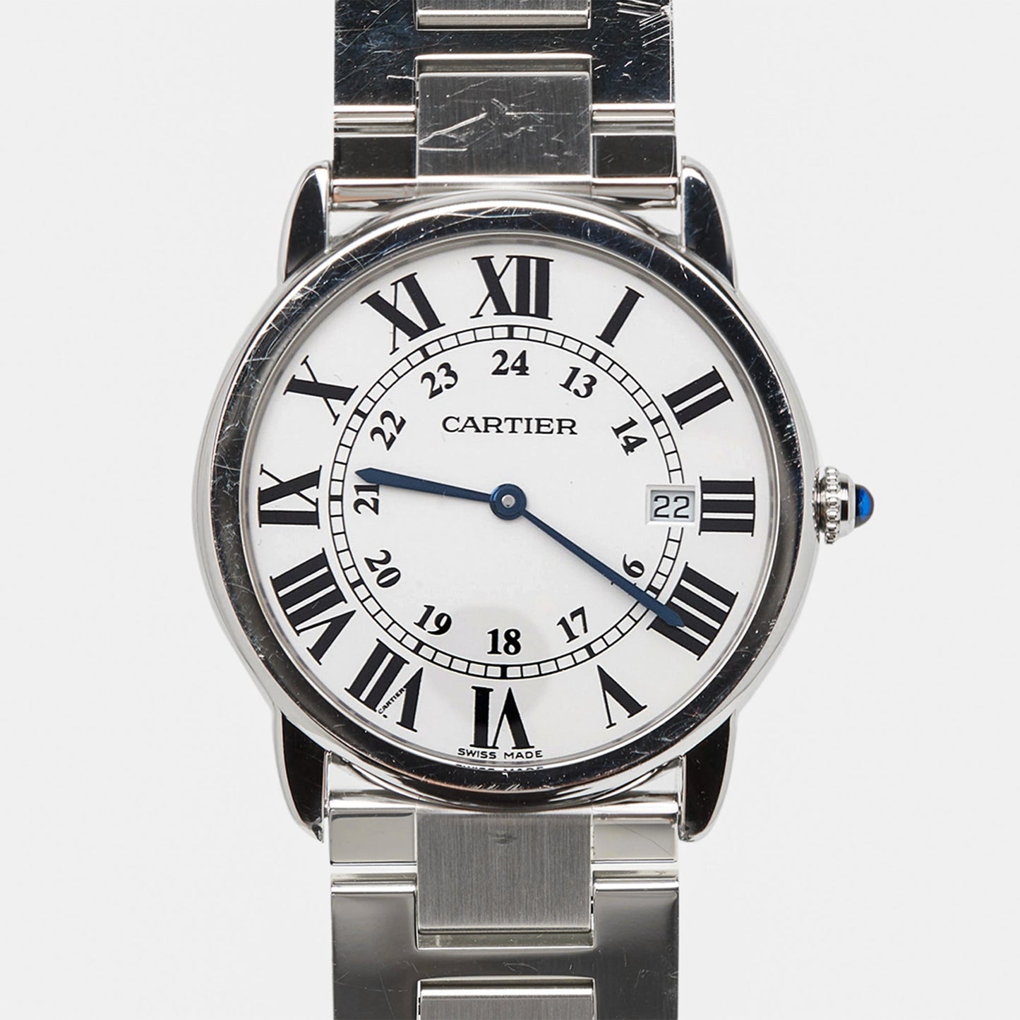 CARTIER Silver Stainless Steel Ronde Solo 3603 Men's Wristwatch 36 mm