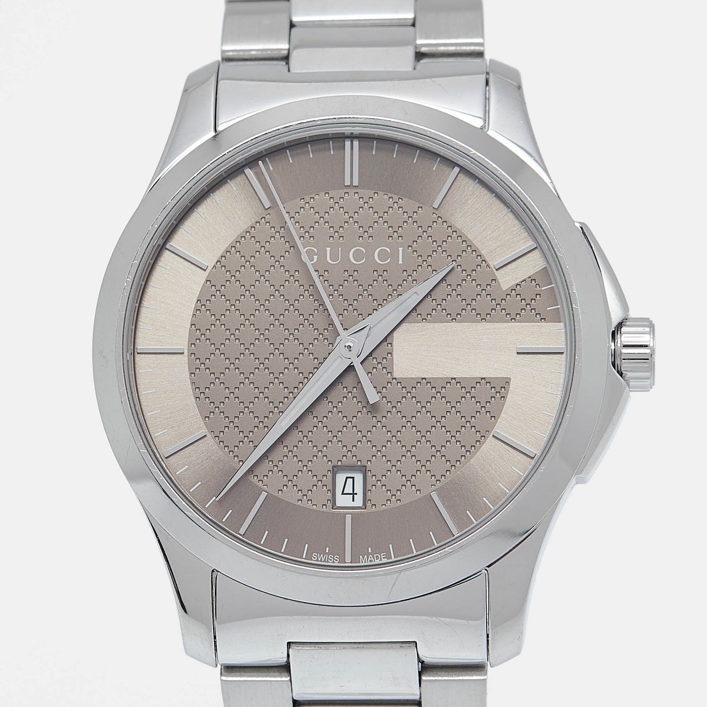 GUCCI Brown Stainless Steel G-Timeless YA126445 Men's Wristwatch 38 mm