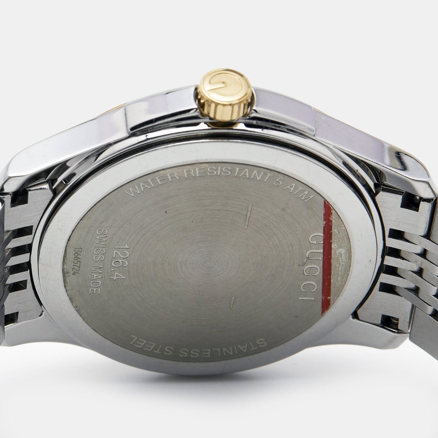 GUCCI Silver Two-Tone Stainless Steel G-Timeless YA126409 Unisex Wristwatch 38 mm