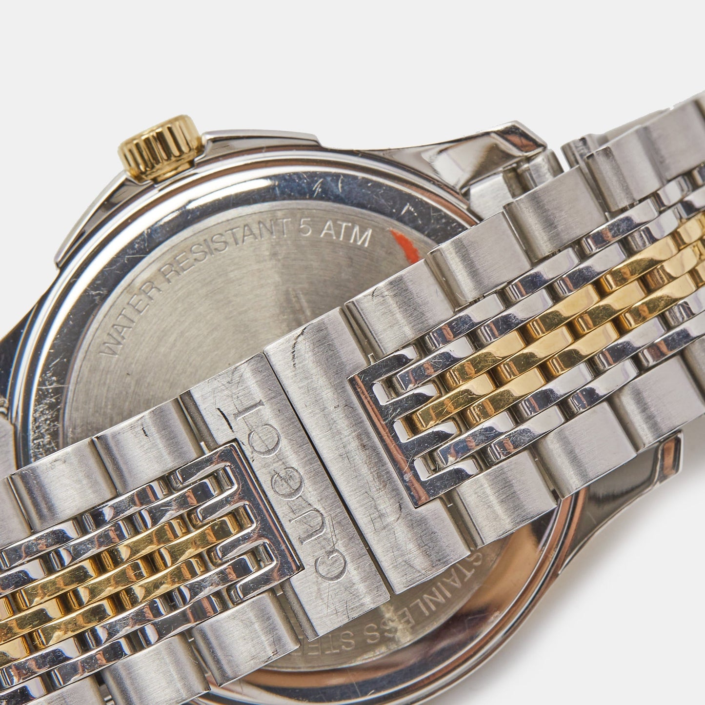 GUCCI Silver Two-Tone Stainless Steel G-Timeless YA126409 Unisex Wristwatch 38 mm