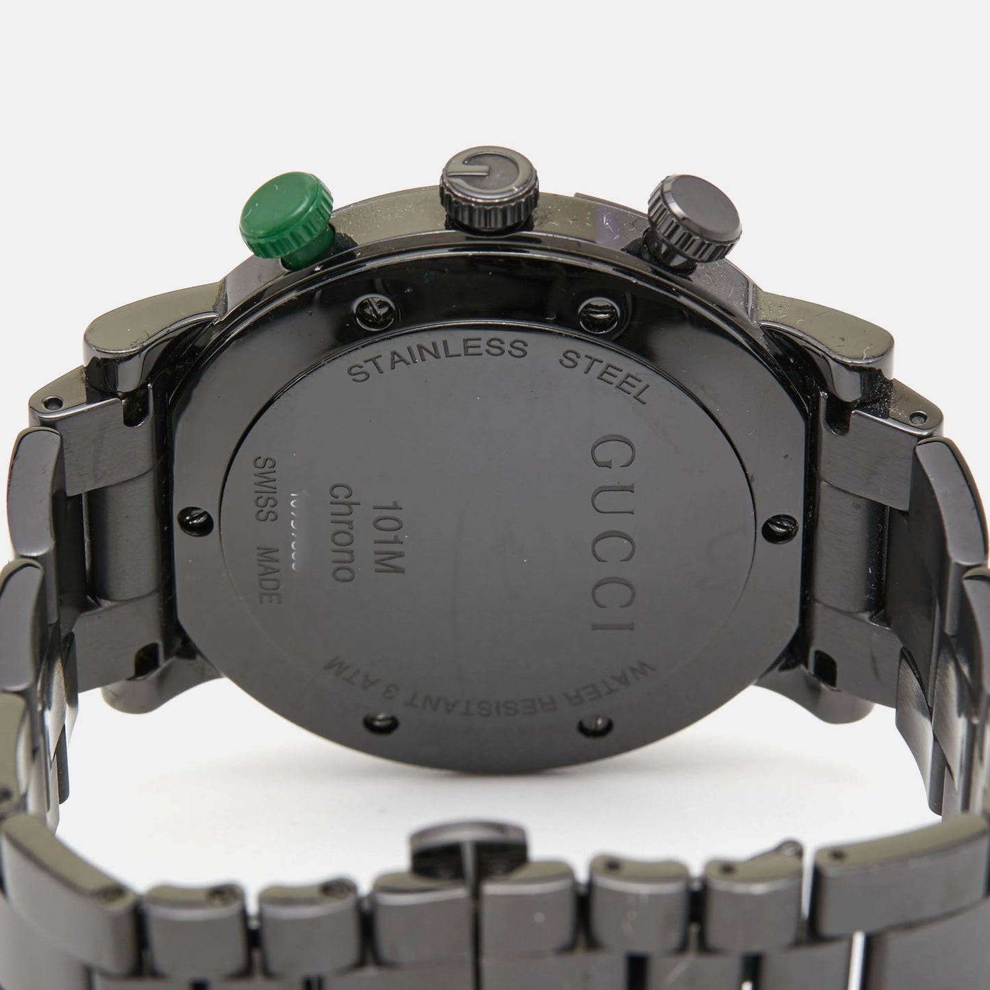 GUCCI Black PVD Coated Stainless Steel G-Chrono YA101331 Men's Wristwatch 44 mm