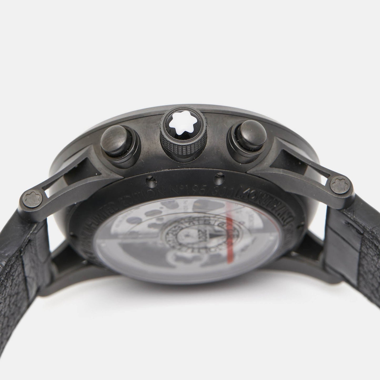 MONTBLANC Black PVD Coated Titanium Leather Timewalker Twinfly 106507 Limited Edition Men's Wristwatch 43 mm