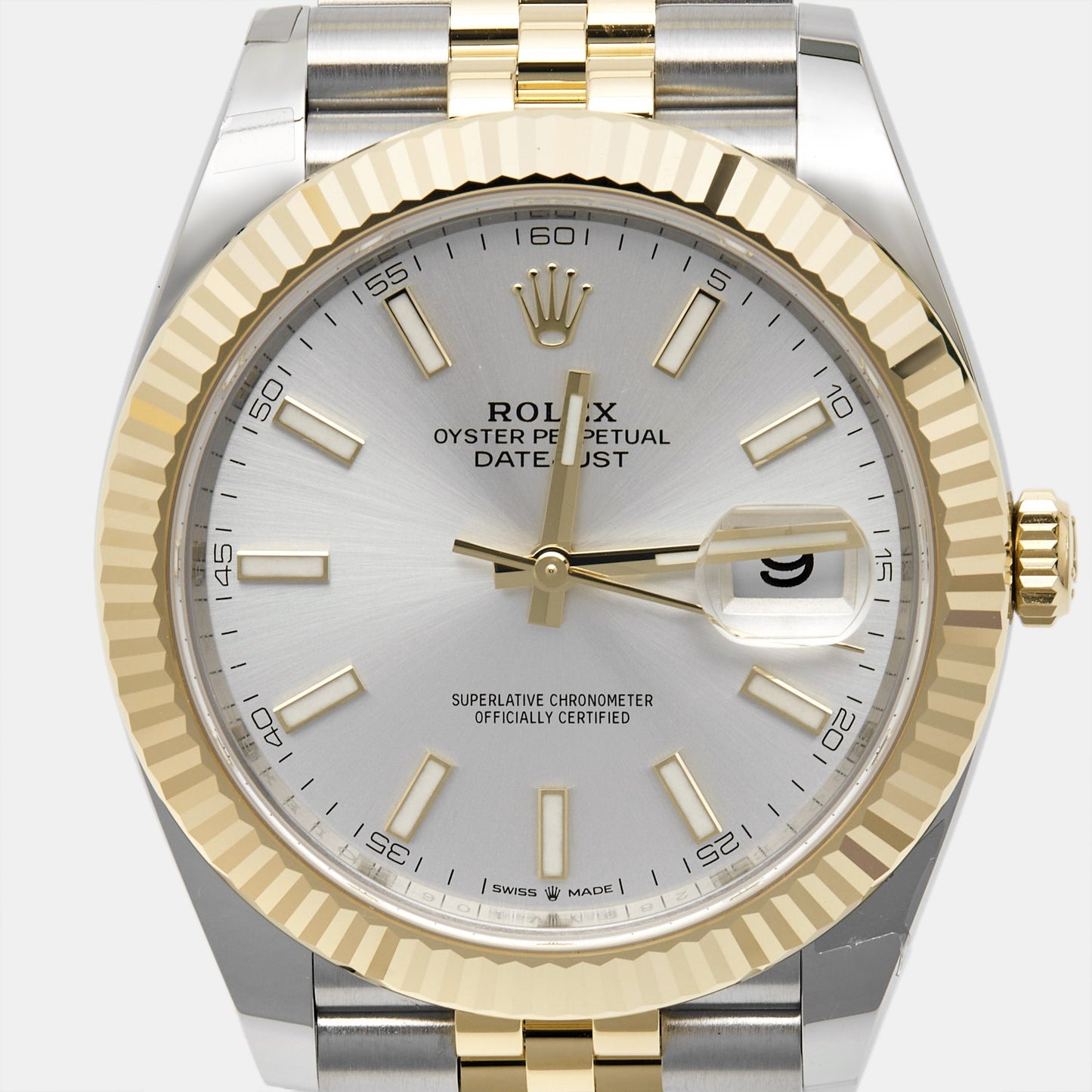 ROLEX Silver 18K Yellow Gold Stainless Steel Datejust M126333-0002 Men's Wristwatch 41 mm