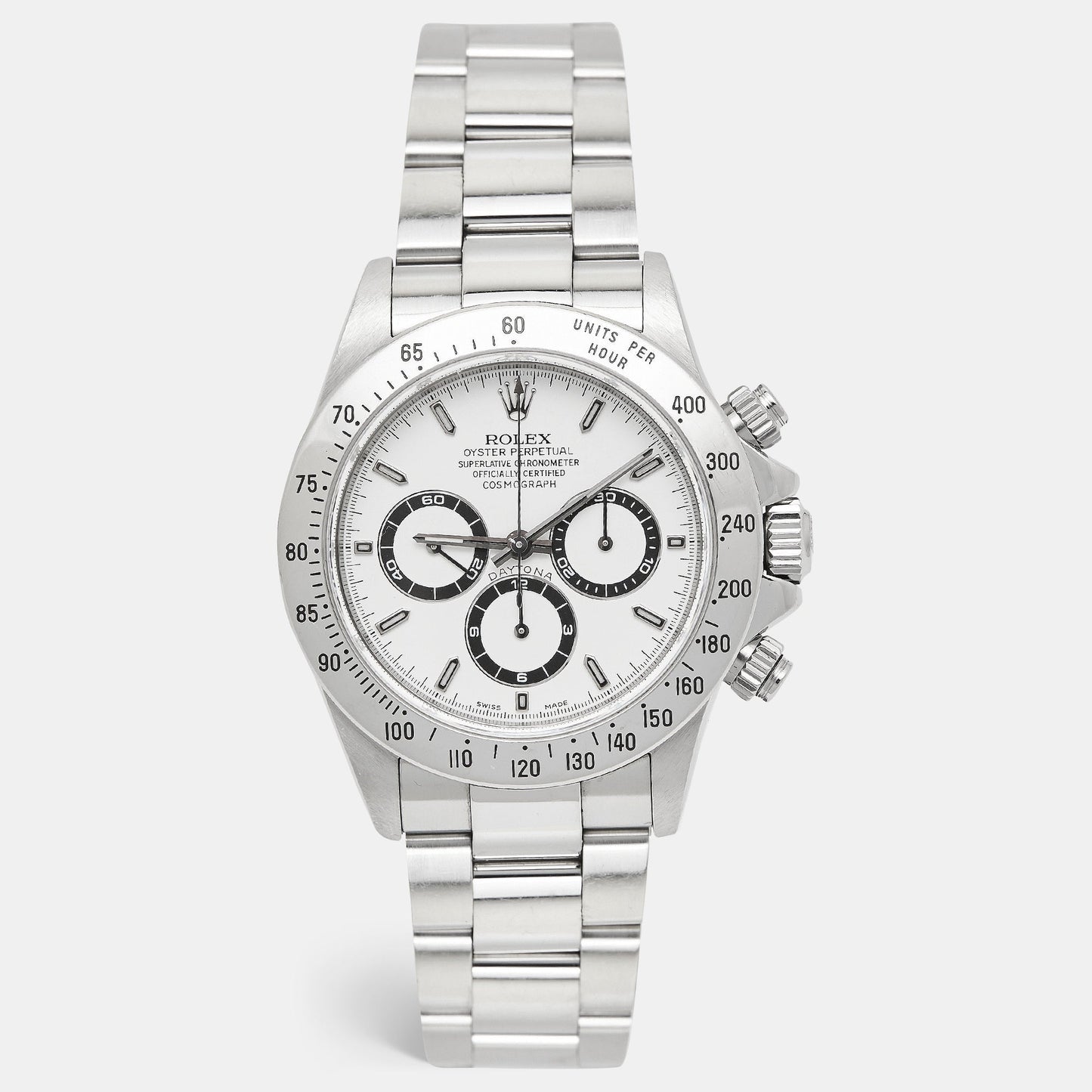 ROLEX White Stainless Steel Cosmograph Daytona 16520 Men's Wristwatch 40 mm
