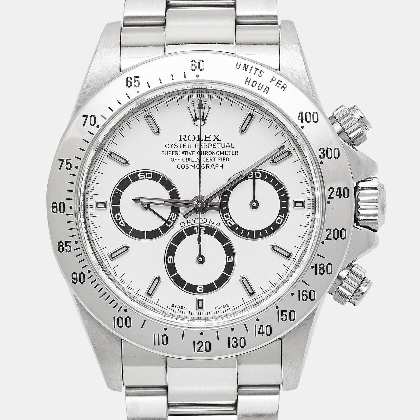 ROLEX White Stainless Steel Cosmograph Daytona 16520 Men's Wristwatch 40 mm