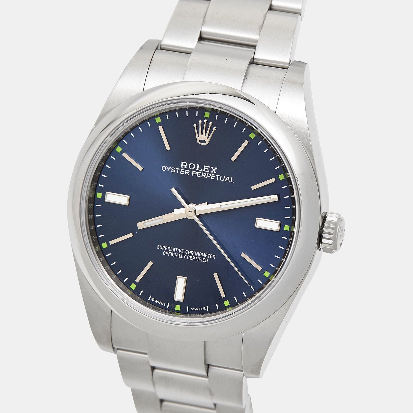 ROLEX Blue Oystersteel Oyster Perpetual M114300-0003 Men's Wristwatch 39 mm