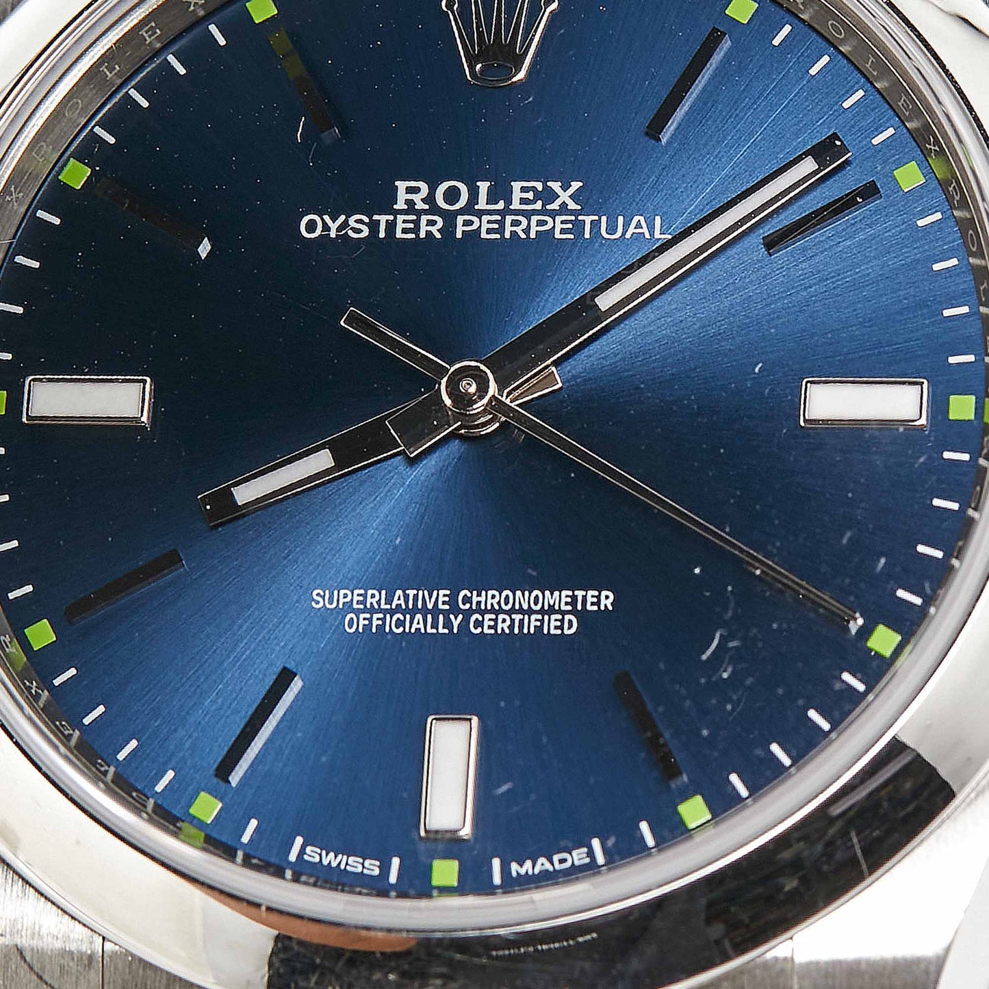 ROLEX Blue Oystersteel Oyster Perpetual M114300-0003 Men's Wristwatch 39 mm