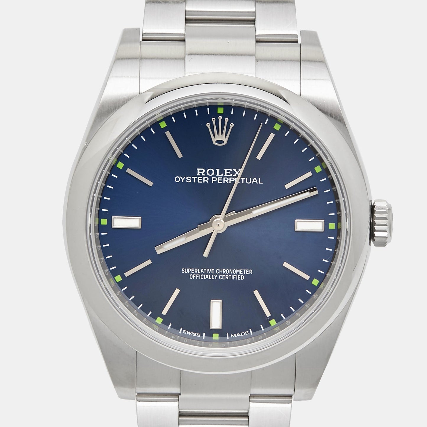 ROLEX Blue Oystersteel Oyster Perpetual M114300-0003 Men's Wristwatch 39 mm