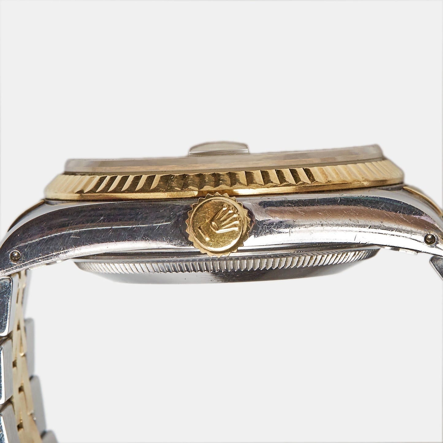 ROLEX Champagne 18k Yellow Gold Stainless Steel Datejust 16233 Men's Wristwatch 36 mm