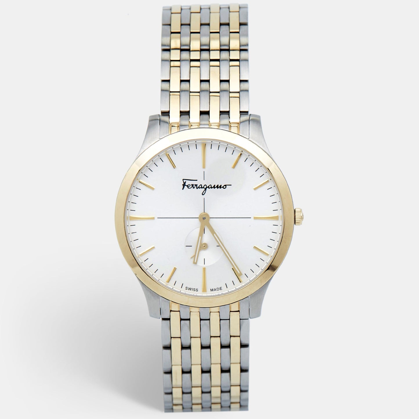 SALVATORE FERRAGAMO Silver Two-Tone Stainless Steel Slim SFDE00418 Men's Wristwatch 40 mm