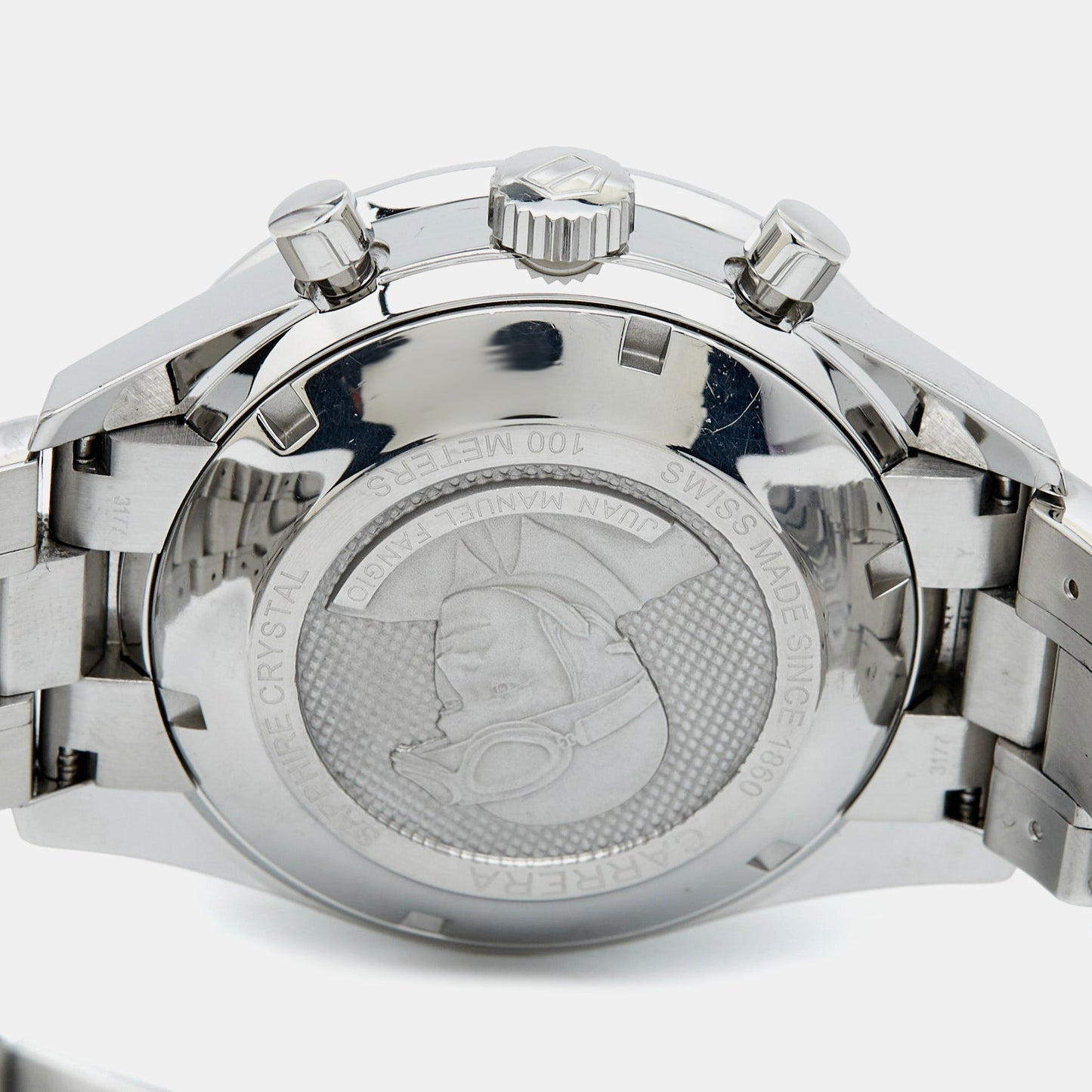 TAG HEUER Black Stainless Steel Juan Manual Fangio Edition Carrera CV201AG.BA0725 Men's Wristwatch 41 mm