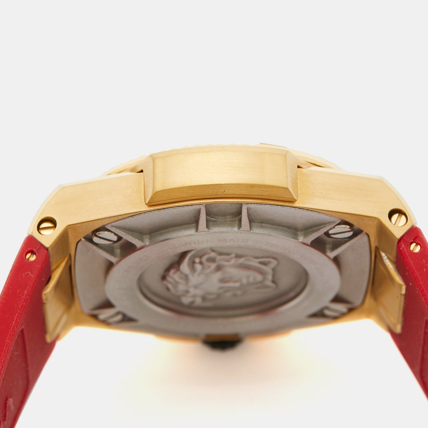 VERSACE Black Gold PVD Coated Stainless Steel Rubber Chain Reaction VEDY00319 Men's Wristwatch 45 mm