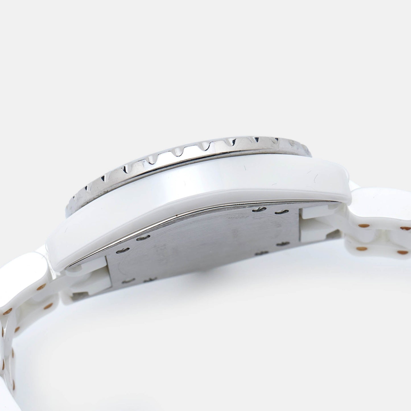 CHANEL White Ceramic Stainless Steel Diamond J12 H0967 Women's Wristwatch 33 mm