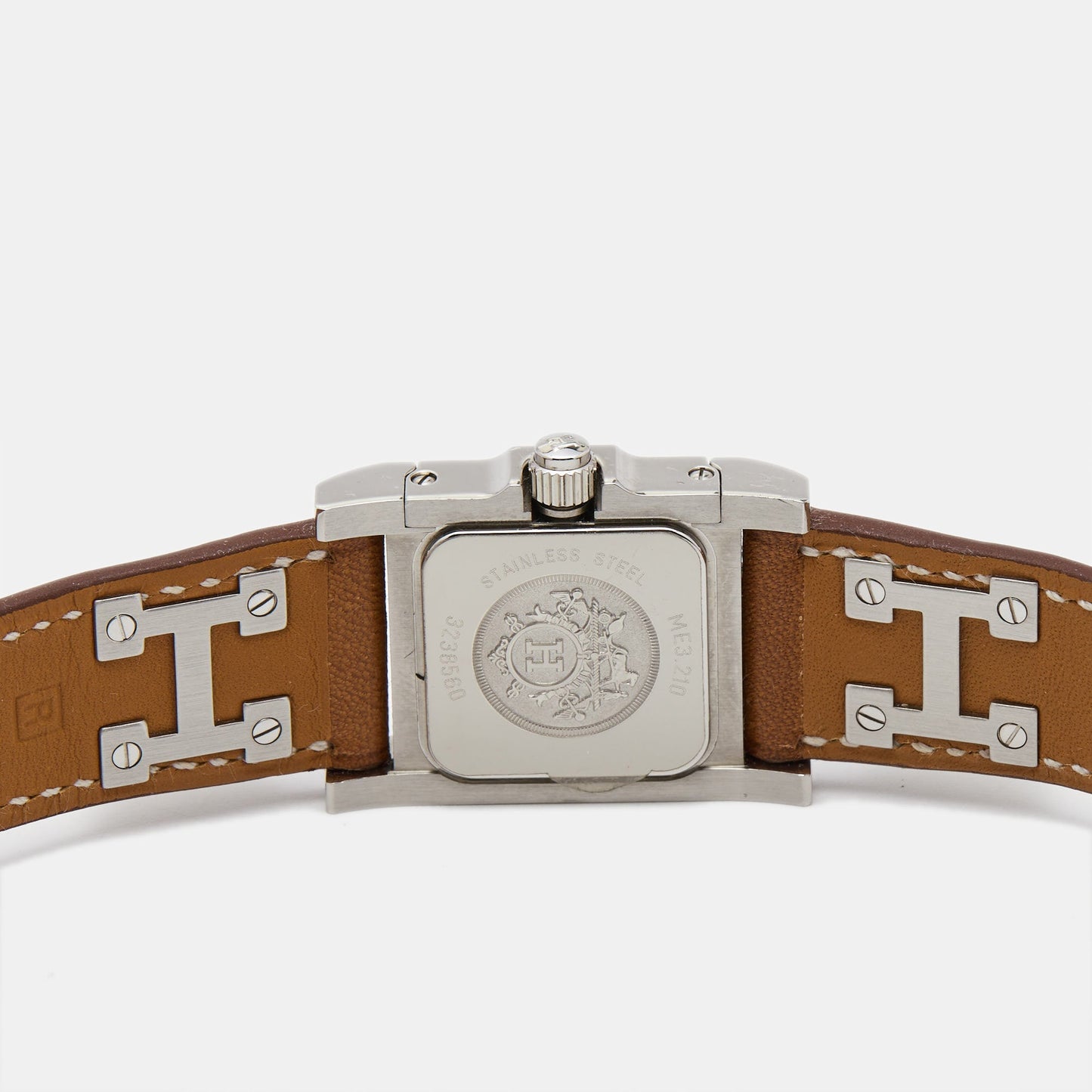 HERMES Silver Stainless Steel Leather Medor W028321WW00 Women's Wristwatch 23 mm