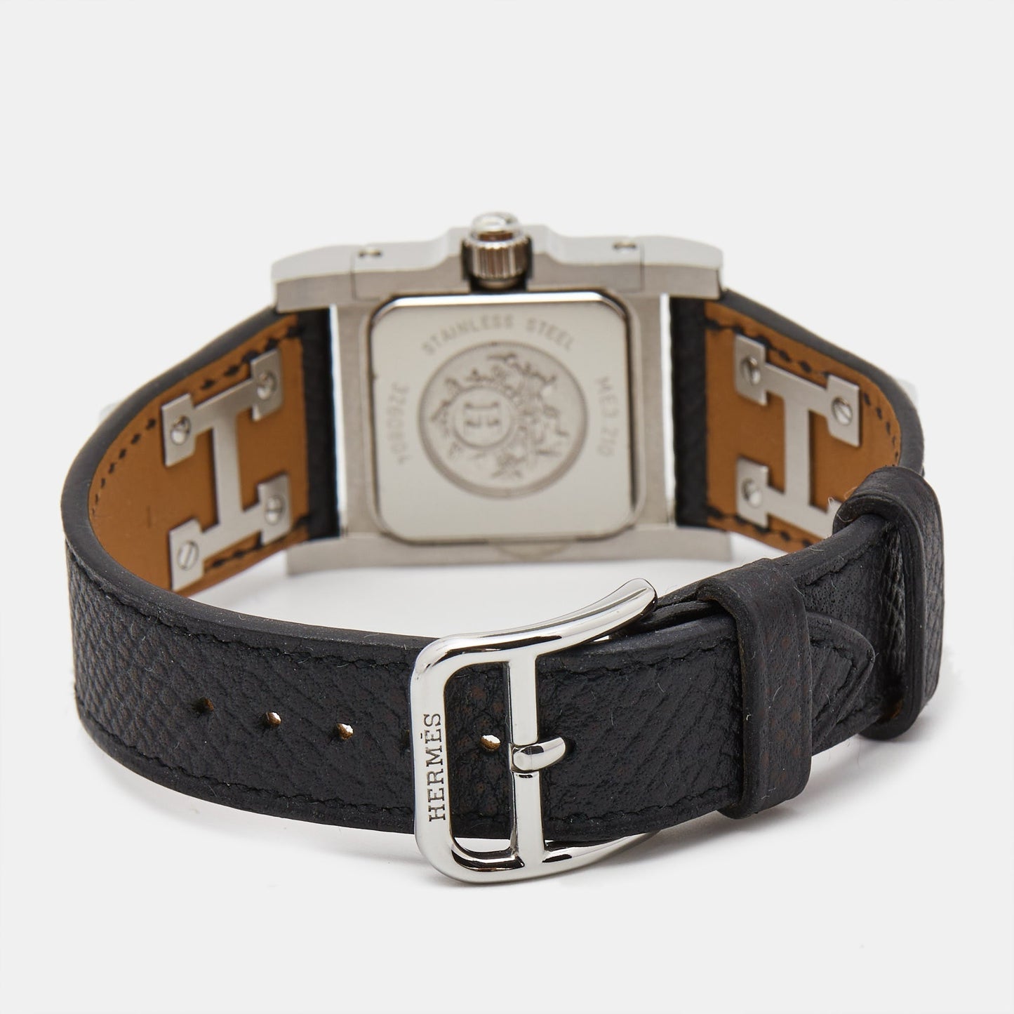 HERMES Silver Stainless Steel Leather Medor W028322WW00 Women's Wristwatch 23 mm